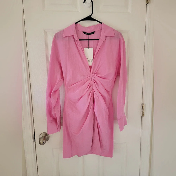 Zara Pink Draped Dress NWT - Picture 7 of 13